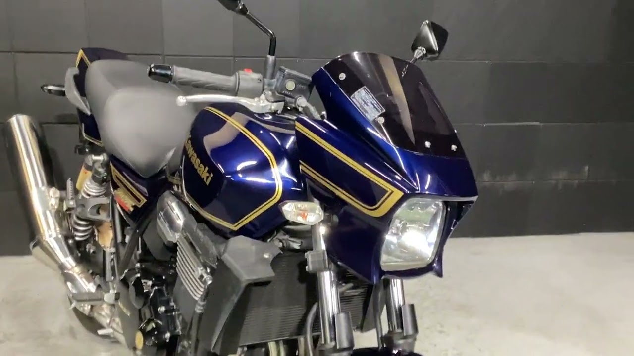 ZRX1200ダエグ　ネイビー×ゴールドの車体が渋い！コンパクトで扱いやすいビックネイキッド♪【エンジン始動動画】