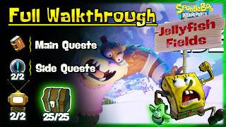 Jellyfish Fields 100% Full Guide - All Side Quests, Chests, TVs || SpongeBob Titans of the Tide