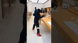 what happen if anyone robbed an apple store #AppleSecurity #TechTheftPrevention #RetailSecurity