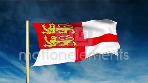 Sark Flag Slider Style. Waving In The Win With Cloud Background Animation Stock Animation