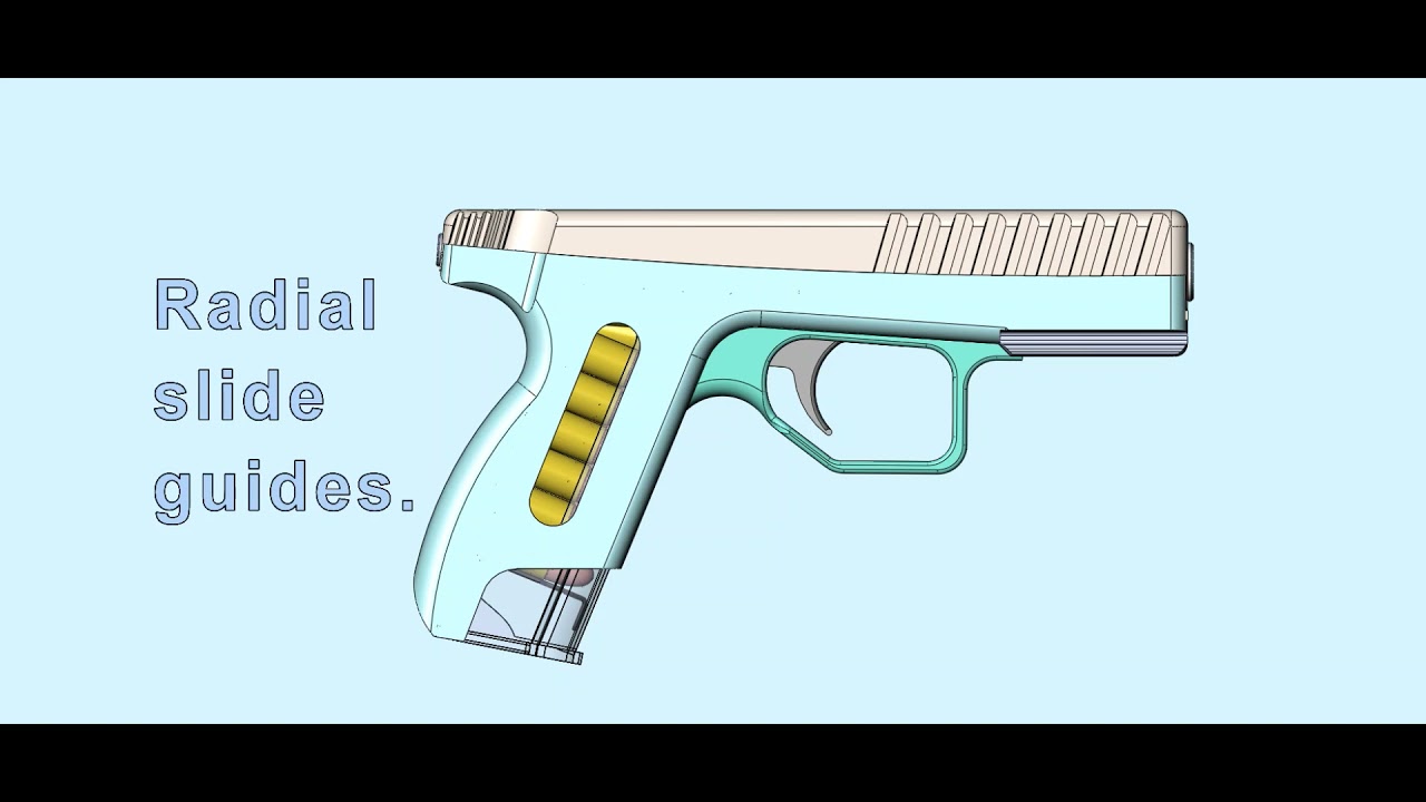 Principle of radial pistol slide guides
