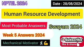 Human Resource Development WEEK 5 Quiz | Assignment 5 Solution | NPTEL | SWAYAM 2024