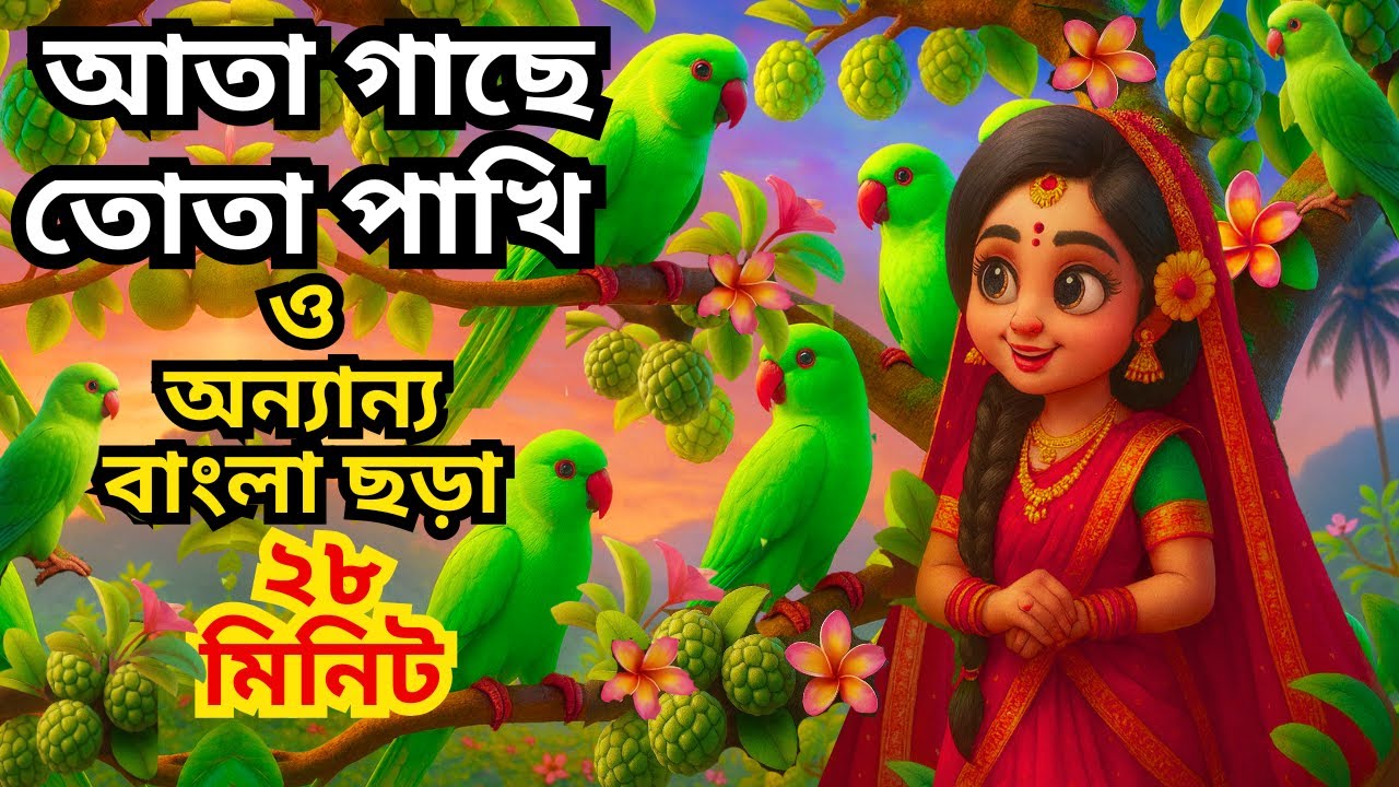 আতা গাছে তোতা পাখি।Aye Bristi Jhepe & More Bengali Rhymes।Bangla Rhymes For Childrens। ChottoDuniya।