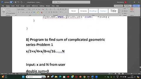 Java Program to find sum of complicated Geometric Series- Problem 1