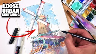 Loose Ink & Watercolor URBAN SKETCHING in only 5 Steps!