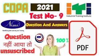 ITI COPA NiMi App Question & Answer 2021 || nimi mock test Question || Hindi PDF base ||Test 9