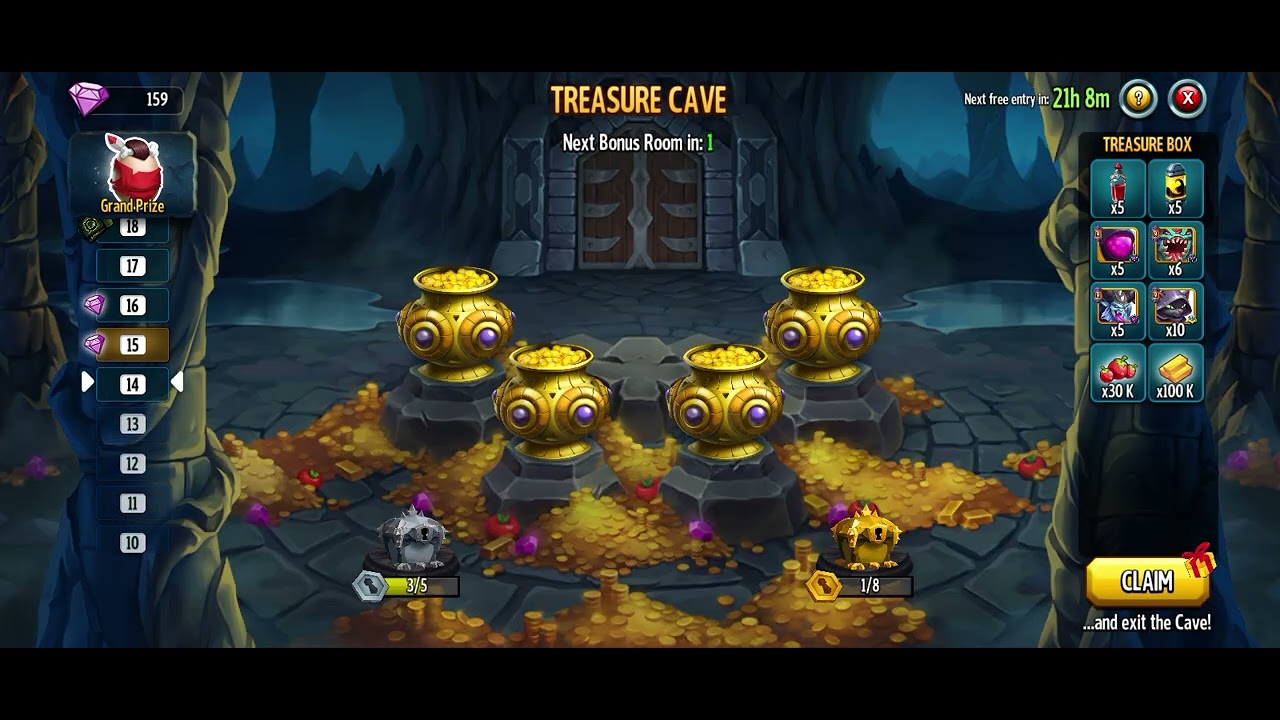 Running through the treasure cave and doing summons to try and rank up my Miss Qylara Watson