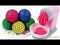 Learn Colors with Squishy Mesh Balls and Play Doh Pasta Spaghetti Making Machine Toy Nursery Rhymes