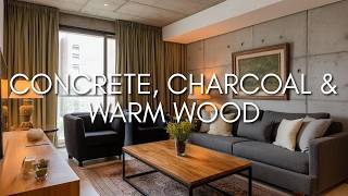 Small Home Industrial Design | How Warm Wood Softens Concrete and Black Decor
