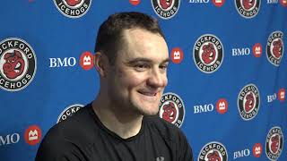 IceHogs Postgame - Game 1 vs. Iowa - 4/19/23: Anders Sorensen, Rocco Grimaldi, Alex Vlasic