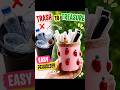 Trash to Treasure ♻️ Easy DIY Pen Holder | Cute Strawberry Desk Organizer 🍓#trending #diy #penholder