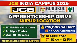 JCB India Limited Campus 2026| iti Pass Male Candidate Bharti| Apprentice job campus 