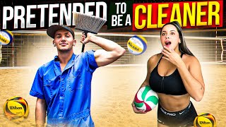 Volleyball Cleaner Pretends to be a Beginner