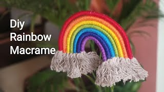 Macrame Rainbow wall hanging. Home decor craft ideas. Diy Wall hanging craft idea.
