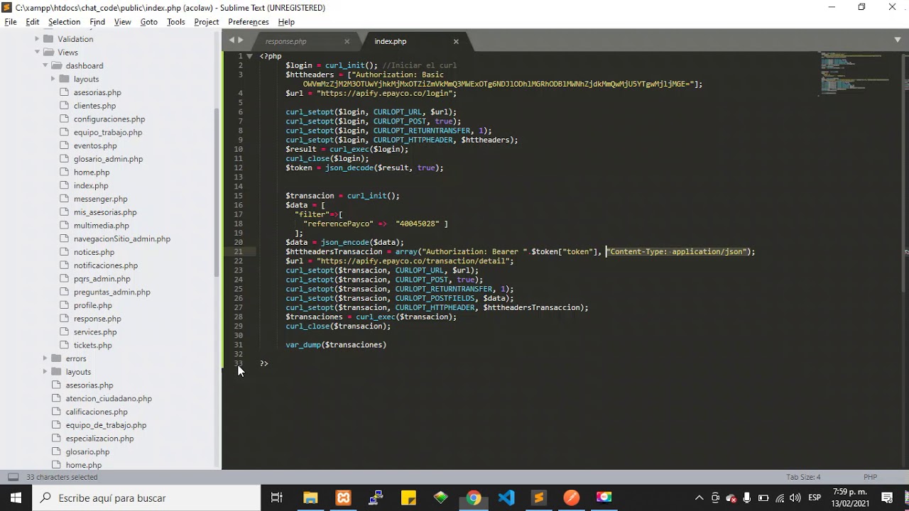PHP CURL- API REST Integrar Pasarela de Pago Epayco Login/Detalle Transsaccion