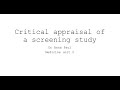 CRITICAL APPRAISAL OF A SCREENING TEST _ DR. ANNA PAUL