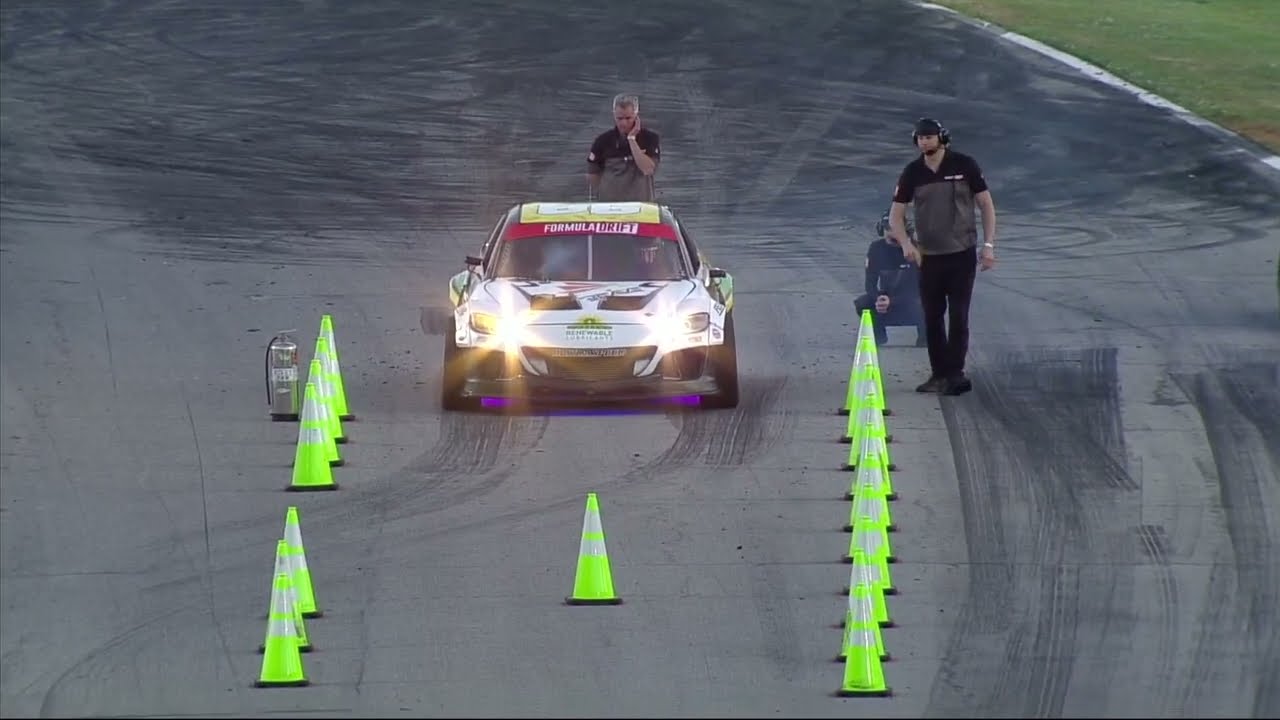 Smoke and fire in Qualifying, Kyle Mohan Racing RX8 Road Atlanta - 3 Rotor RX8 - Formula Drift