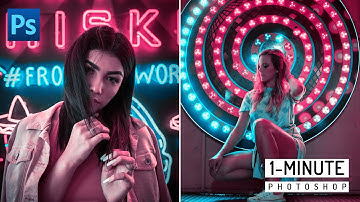 1-Minute Photoshop | Pink and Blue Color Grading Effect in Photoshop | Photoshop Tutorial