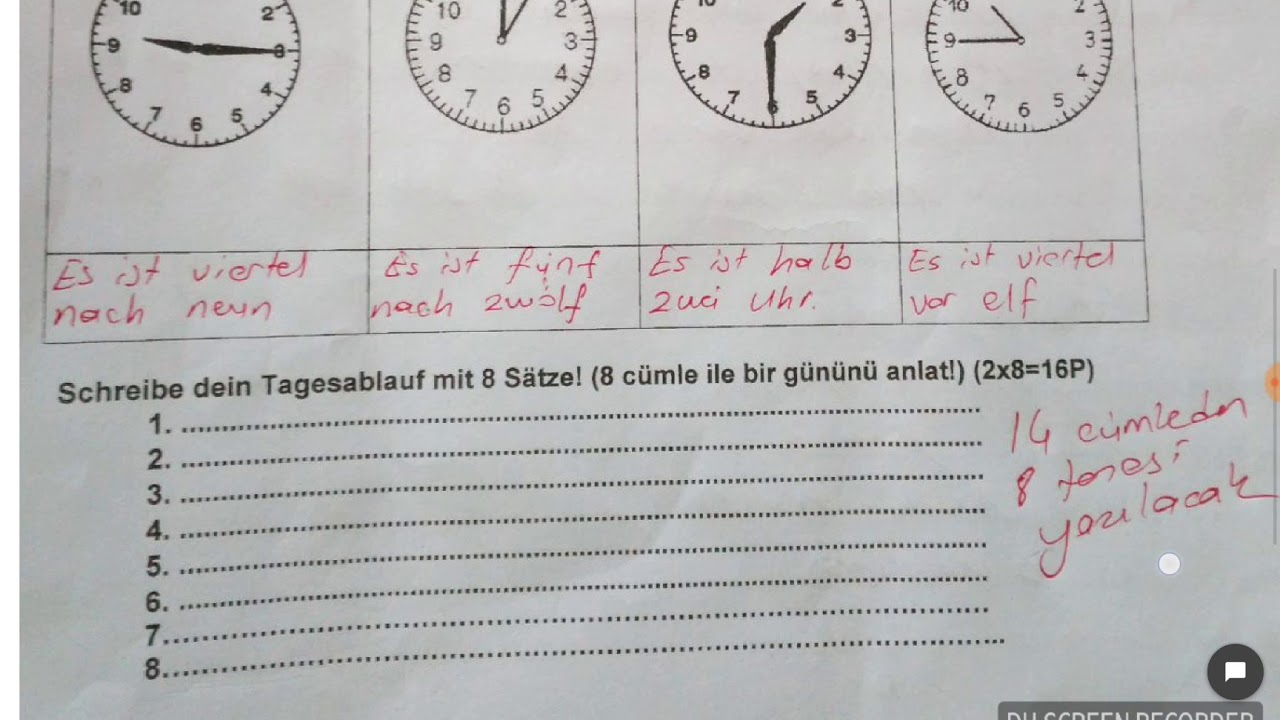 10 Sinif Almanca 1 Donem 1 Yazili Sinavi Hazirlik Youtube