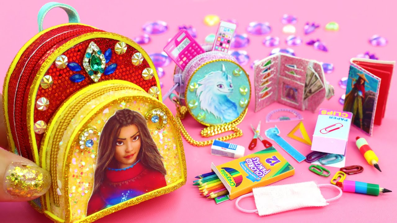 DIY Miniature Raya School Supplies ~ Backpack, Notebook, Colour Pencils