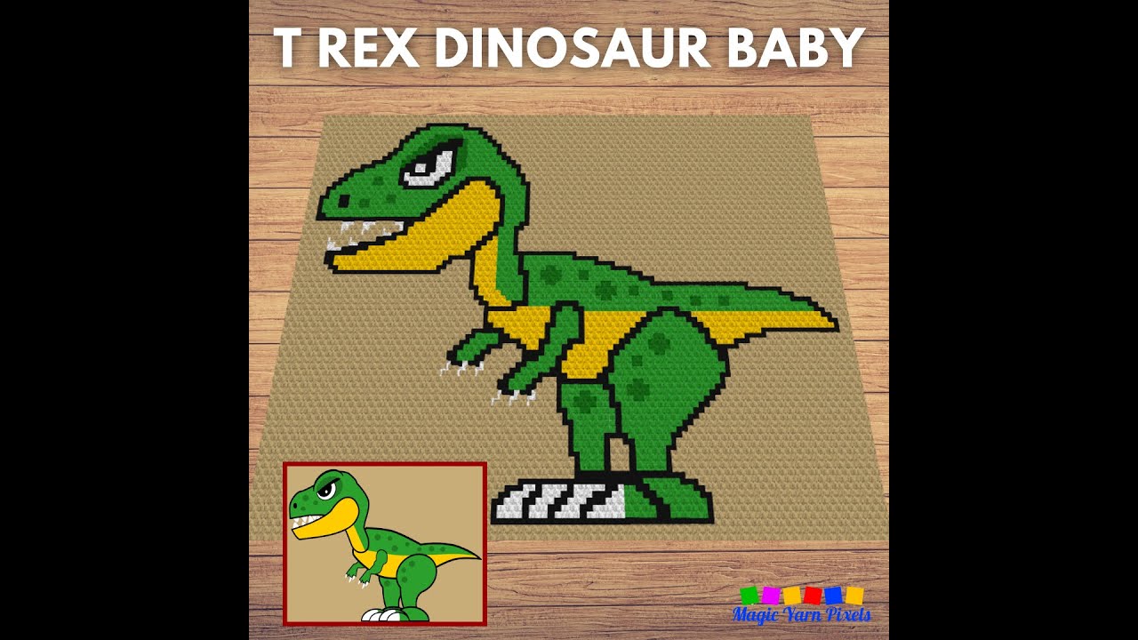 T-Rex Dinosaur Baby C2C & Tapestry Crochet Pattern & Chart | Magic Yarn Pixels