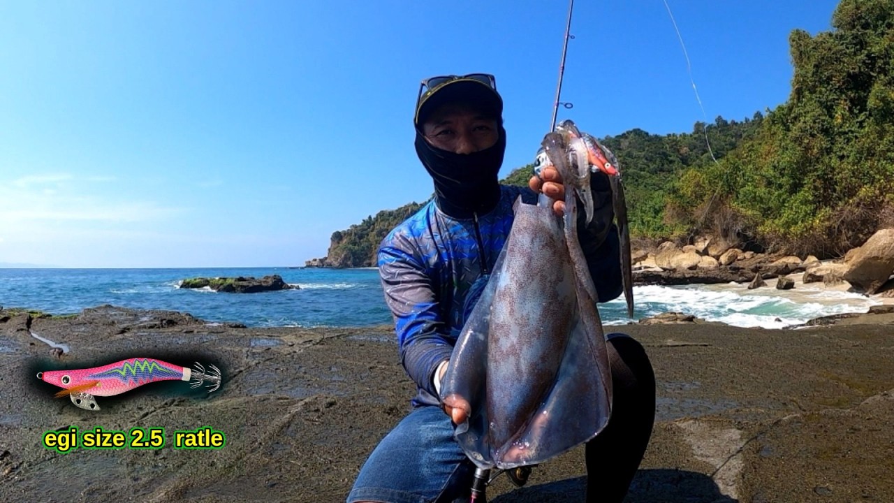 NIKMATNYA BISA MANCING CUMI BESAR DARI PINGGIRAN LAUT