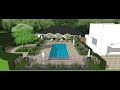 Concept Design for a pool area for a house on the north downs

The clients here approached me to help them design the pool area that they were planning adjacent to their existing patio. They were in something of a rush as they had already arranged the pool installation and realised that they really should think through the surrounding landscape prior to that. I was able to step in and quickly and responsively interpret their wishes, liaise with pool company and landscaper, provide a total of 17 animations to look at all the possibilities, and get everything right in time for the pool to be installed. This turned out to be money well spent, as they significantly changed their ideas after my input.

The Brief

The house addressed a fairly blank canvas, with a football pitch of a garden to the rear and an odd-shaped side garden formed by the boundary between the house, the guest annexe, and a utility area screened behind a yew hedge. My brief was to find a way to slot the pool into this shape and make it flow seamlessly from the house, whilst giving it a sense of identity and seclusion. This in turn meant re-working some steps from the driveway to the pool area and re-thinking paths around the pool and access to changing facilities and toilet. The whole area needed screening from the driveway and some of the guest annexe, and originally the clients also wanted to screen the pool from the utility area. 

The Design

I worked with the clients, tweaking the model incrementally to their responses, until we arrived at a solution they were happy with. The levels to an existing path had to be re-worked and we passed through lots of minor variations. The design here is not the final version, but closest to what I would have done given a free hand.