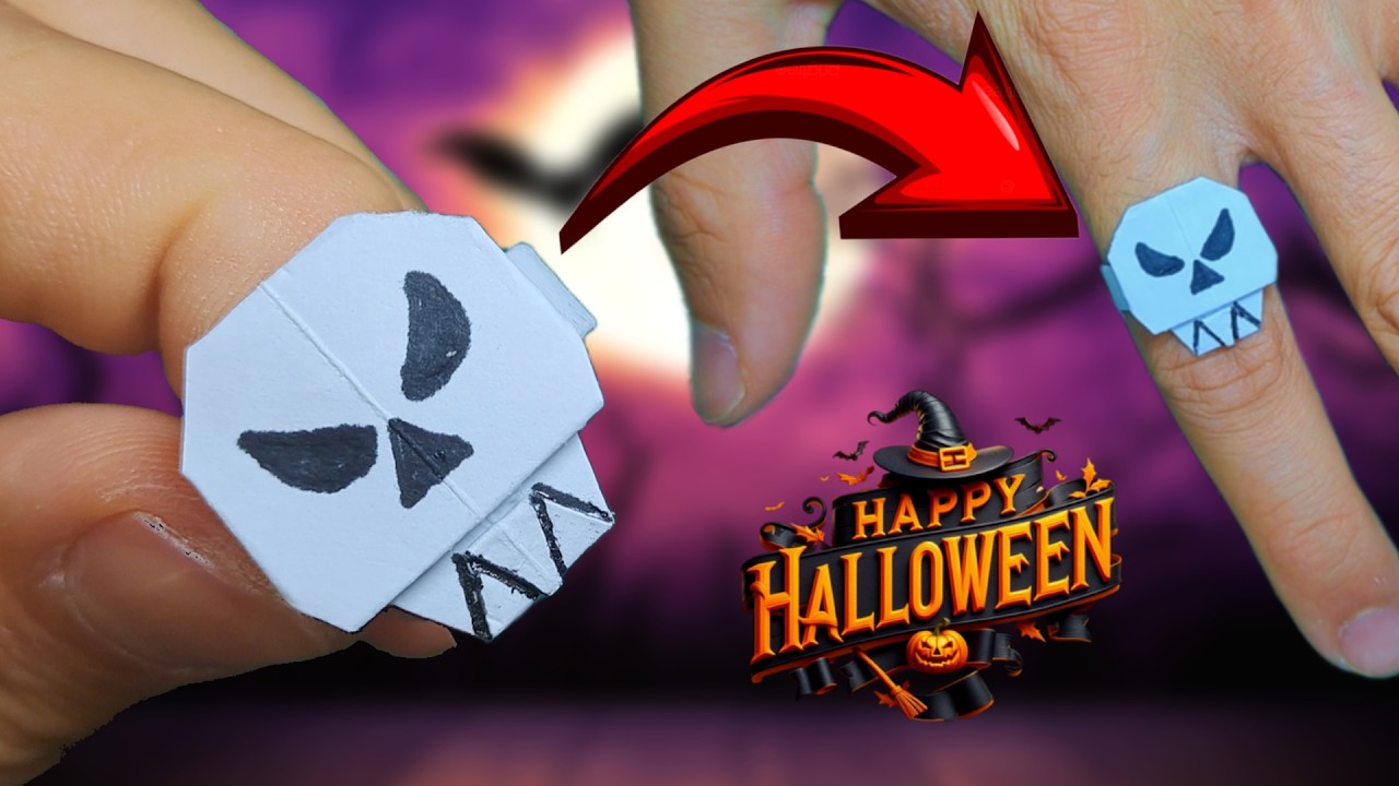 Origami Paper Skull Ring | How to make paper ring