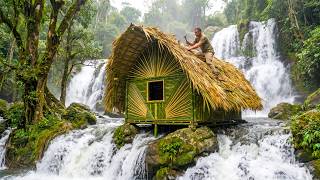 Building a Million-Dollar Bamboo House Above a Waterfall with an Infinity View Using Primitive Tools