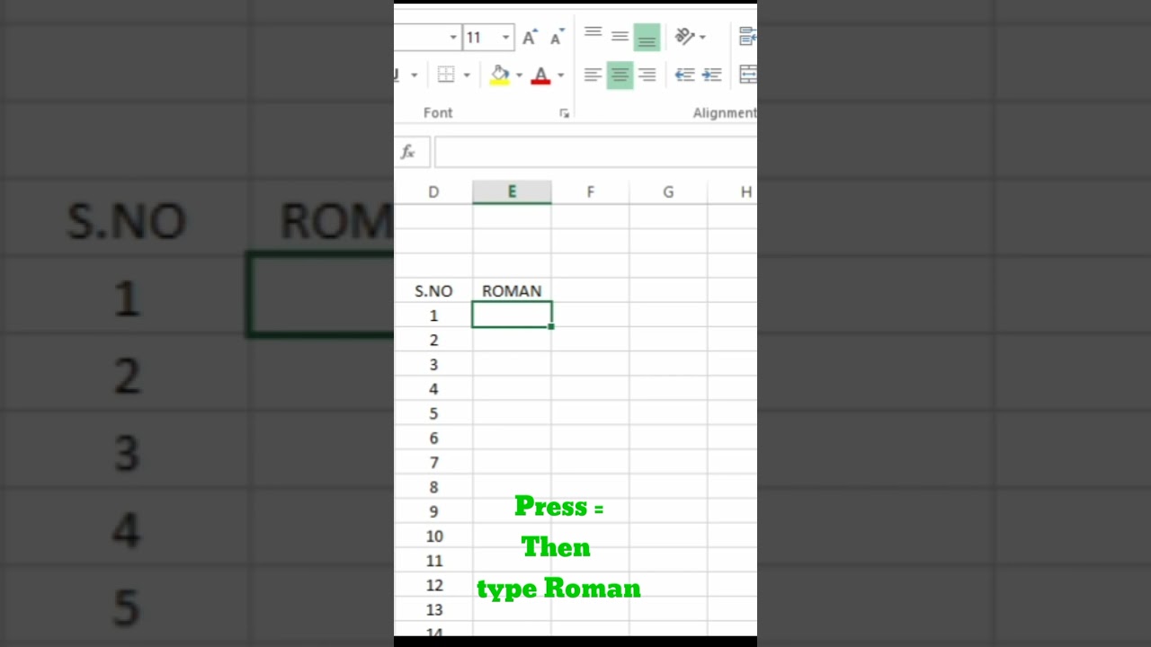 S No to Roman Letter in Excel 