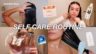RELAXING SELF CARE DAY 🛁 | pamper routine, *everything* shower, hair \& skincare, + more!
