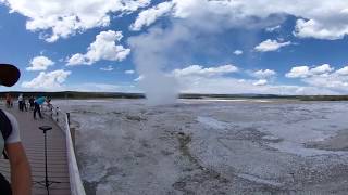 Geyser Erupts at Fountain Mud Pots at Yellowstone