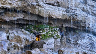Caught in Heavy Rain & Thunderstorm — Building a Bushcraft Survival Shelter with a Fireplace