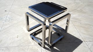 Stainless steel infinity cube table with unusual welding joint using stick welding-By AMbros Custom