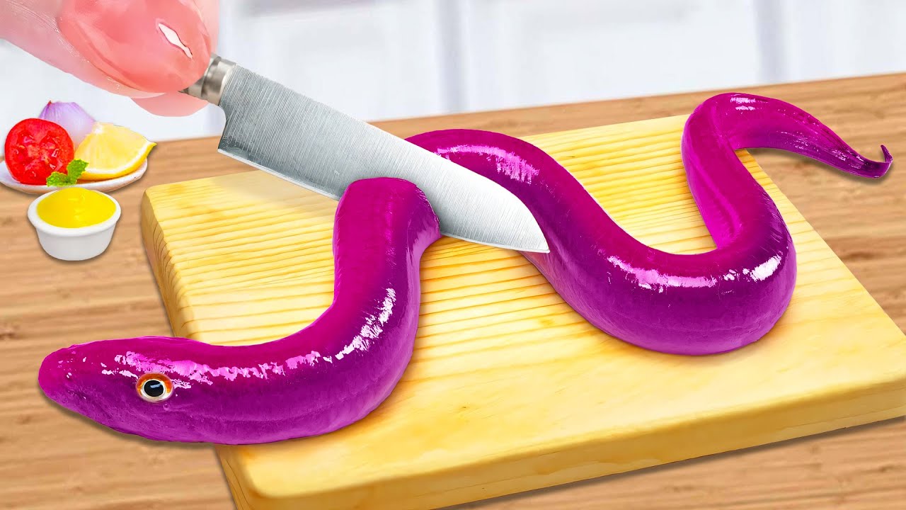 ¡Anguila Mini Crujiente con Cheetos de 4 Colores 🎨🐍🧀! ¡Su crujido te hará feliz! 💜 Mini Cake Rainbow