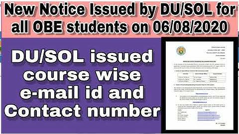 DU/SOL published course wise E-mail and nodal officers for OBE students 2020