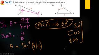 Algebra 2 ~ Chapter 14 ,Lesson 3 : Right triangle and Trigonometric Ratios ( Part 2)