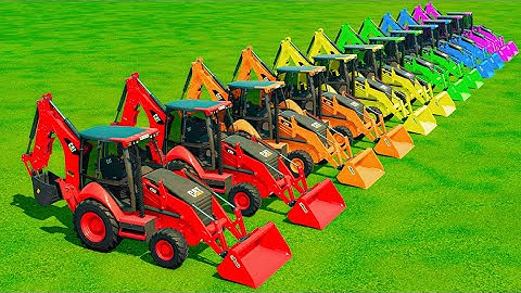 Transport With COLORS - GIGA WORK with CAT BACKHOE LOADERs - Farming Simulator 22