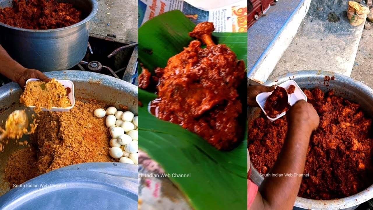 Ultimate chicken thokku biryani Street food at Pondicherry In India