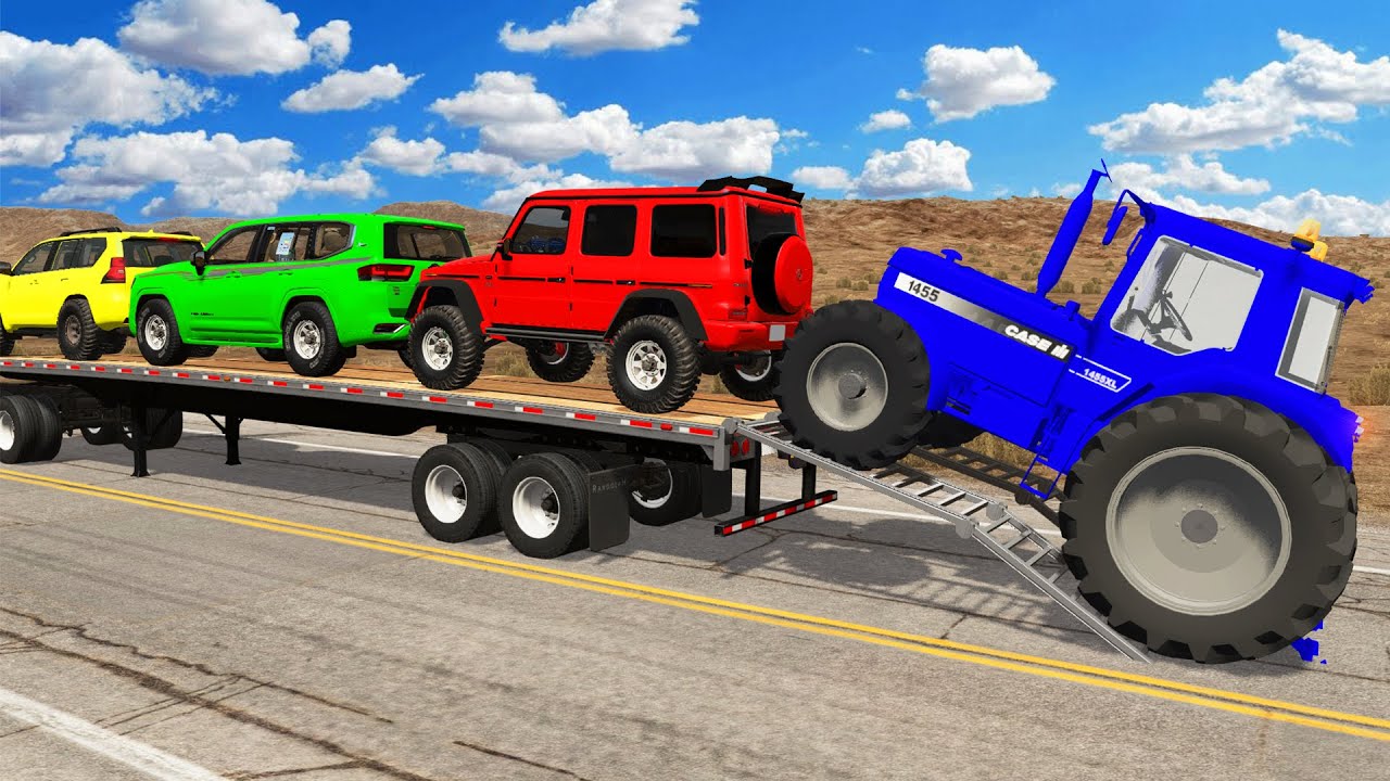 Flatbed Truck Mcqueen | Transportation with Truck - Pothole vs Car #05 - BeamNG.Drive