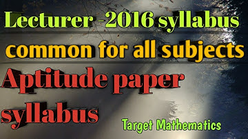 lecturer aptitude paper 2016 syllabus