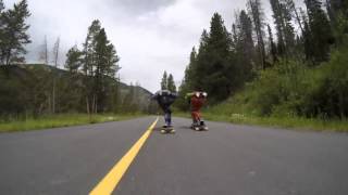 Andrew Karnowka and Greg Paproski in a 50+ mph longboard drag race