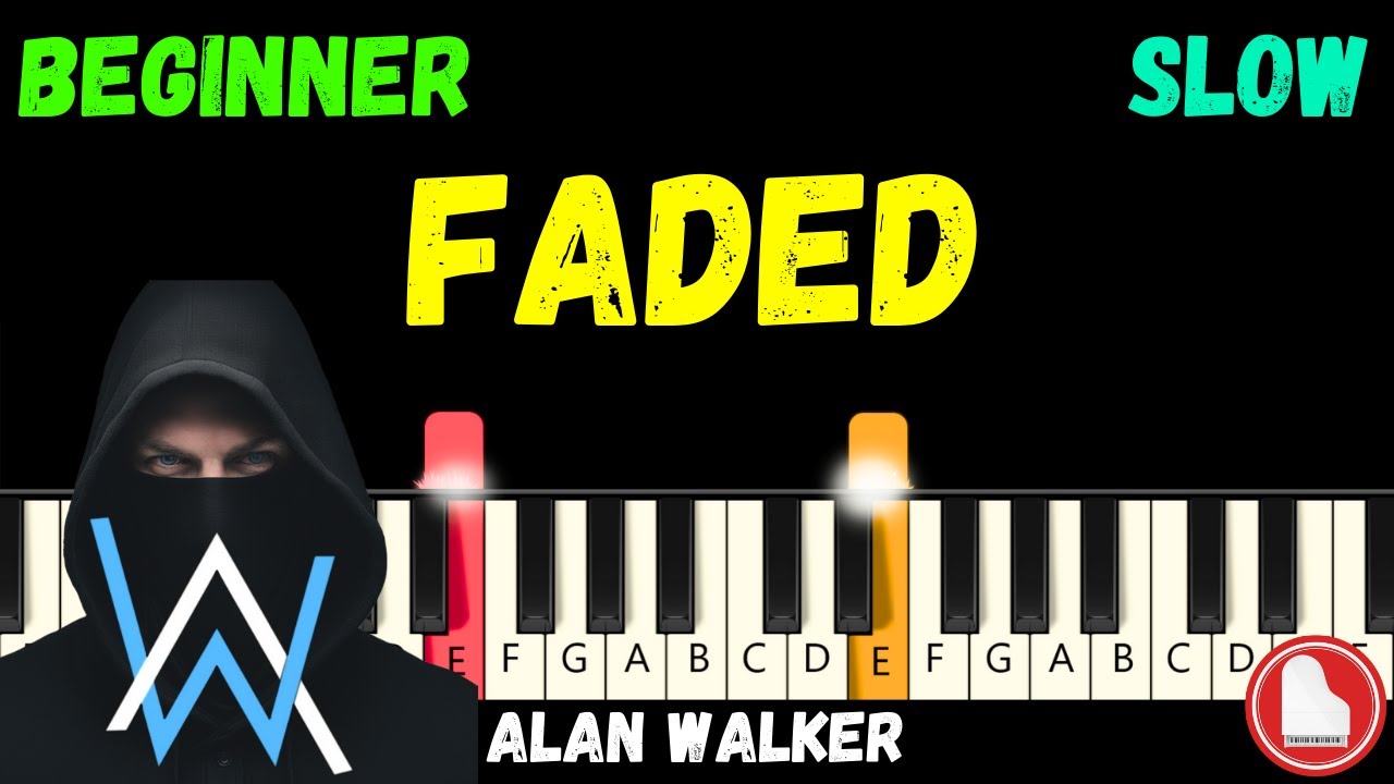 Faded 🌌 Alan Walker 🌌 EASY SLOW Beginner Piano Tutorial (MIDI + Sheet Music)