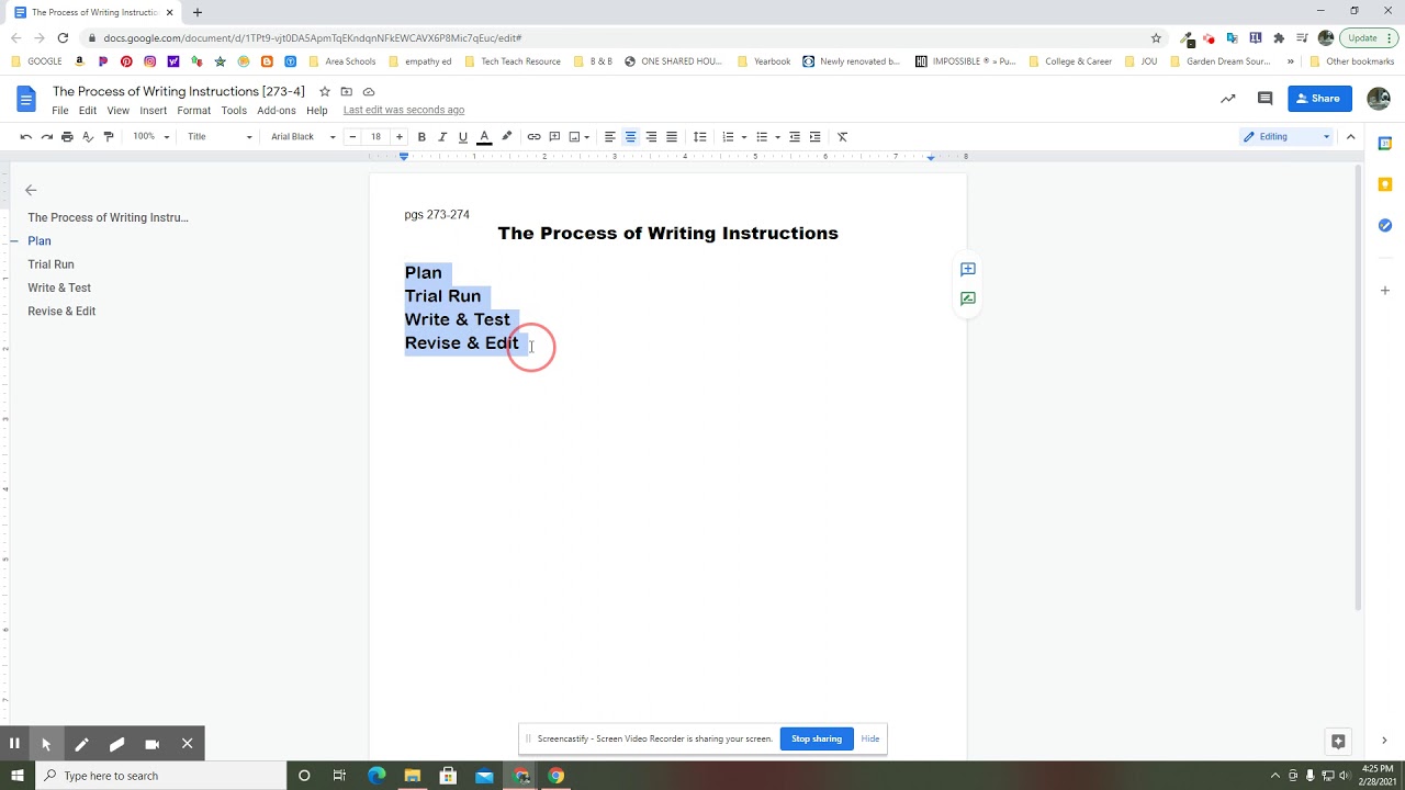 Google Docs:  Outline Features