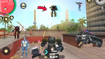 Rope Hero: Vice Town (Police Robot Car Fly on Mountain) Assault Machine Kill Car Robot - Gameplay HD