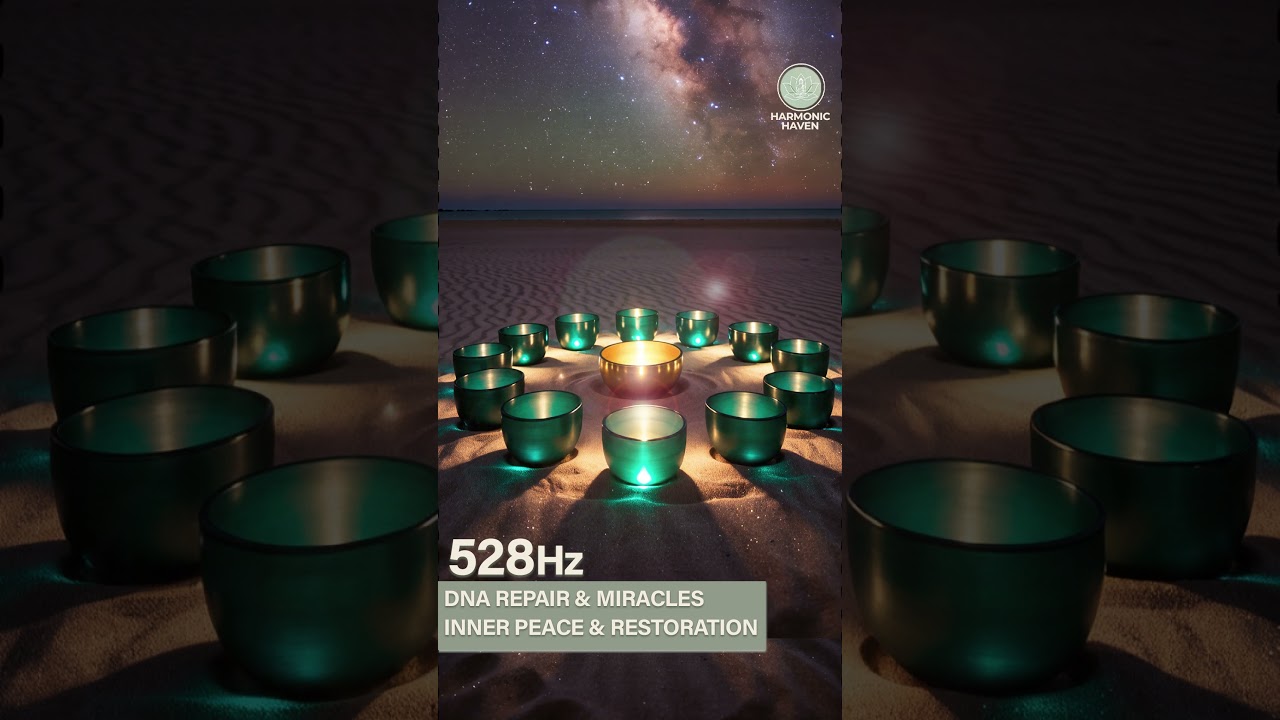 528Hz Quartz Singing Bowls ✨ Heart Healing & DNA Repair | Cosmic Sound Bath Meditation