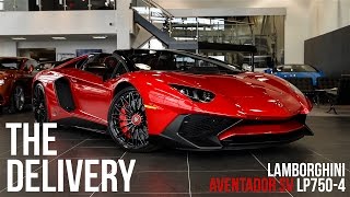 Delivery of a 2016 Lamborghini Aventador SV LP7504 in Rosso Bia