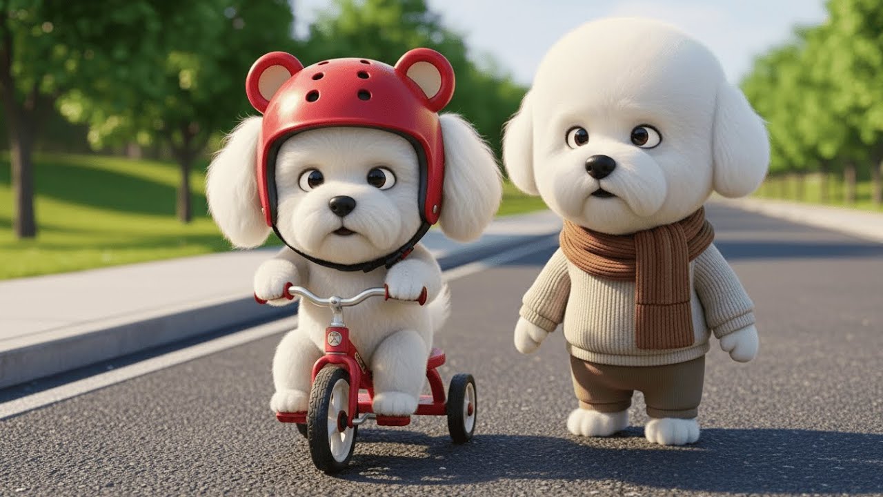 Tuti the Dog Learns to Ride a Bike and Receives Heartwarming Support from His Dad 🚲🐶❤️✨