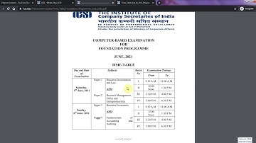 ICSI CS Foundation date sheet for June 2021 Exams| Time table for June 2021 CS Foundation exams