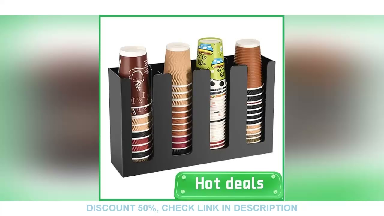 AC62-1 Piece Coffee Cup And Lid Organizer Disposable Paper Cup Holder Dispenser Black